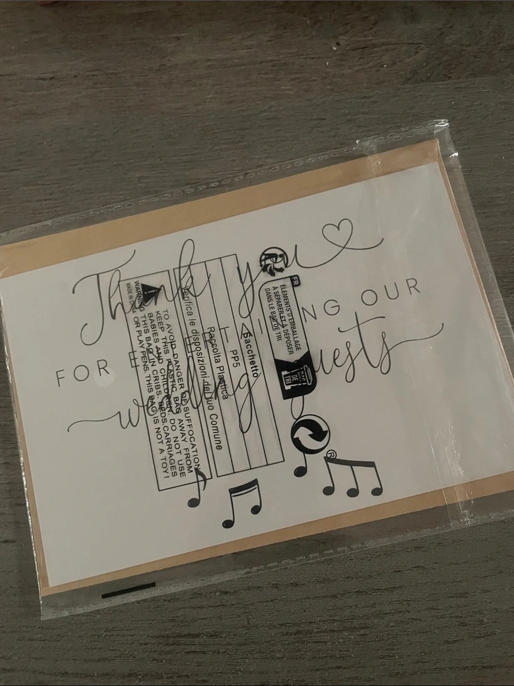Wedding DJ/Band Thank You Card With Brown Envelope